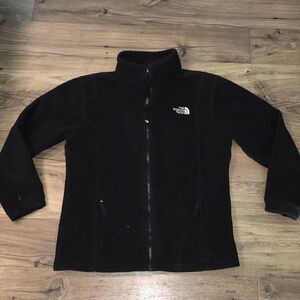 Black North Face fleece zipper jacket girls L